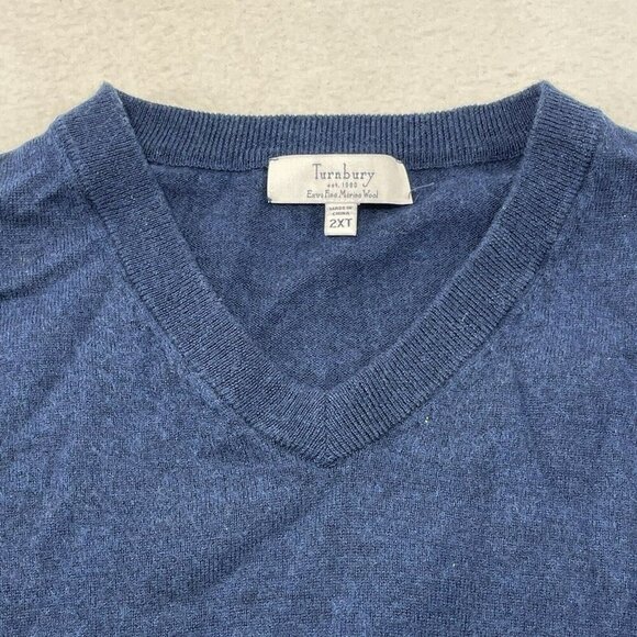 Turnbury Merino Wool Sweater Extra Fine Men 2XT Tall Vneck Preppy Classic Basic - Picture 6 of 10